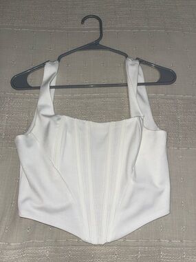 White Structured Corset Crop Top - Women’s